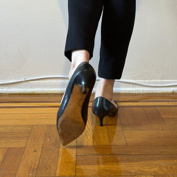 Nordstrom Whisper Dark Navy Blue Kitten Heels Leather Upper and Sole 12M - Picture 3 of 10